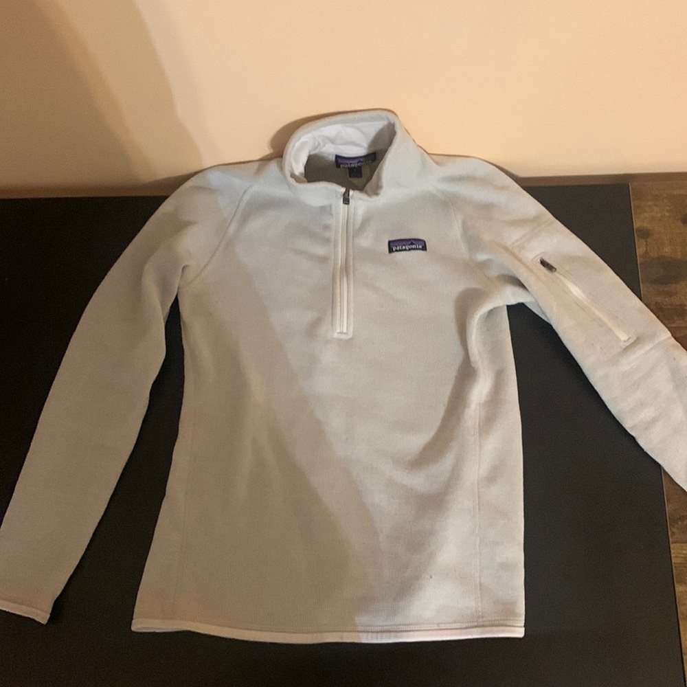 White Patagonia half-zip pullover